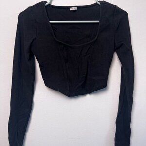 black garage crop top